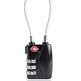 Tinksky TSA Approved Luggage Lock Password Lock Padlock Security Cable Lock Combination (Black) [並行輸
