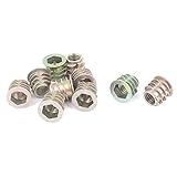 uxcell　インサートナット　挿入ナット　金属　亜鉛メッキ　六角ソケット　真鍮トーン　木材　10個 M10x15mm