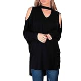Malada女性レディースLagenlookコールドカットショルダーバギーオーバーサイズチョーカーネックトップブラウス 3XL/22W ブラック