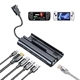 Steam Deck/ROG Ally用ドッキングステーション、HDMI 4K@60Hz、1000Mbpsイーサネット、3 USB-A 3.0および100W高速充電USB-C、バルブスチームデッキ、ROG Ally、iPhone 15用デッキスタンド。