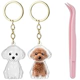 [mefeny] 犬の毛 キーホルダー 犬の毛を入れるキーホルダー 2点セット ピンセット付き 透明 ペット 遺毛 ケース メモリアル グッズ 収納 プレゼント (犬のA)
