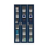 アルファタカバ 子供部屋用扉付カラフル書棚 マリリン80cm幅ハイタイプ(ブルー)