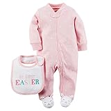 カーターズ Carter's カバーオール & スタイ セット 長袖 足つき 綿100% Easter Sleep & Play Set NB (50-55cm)