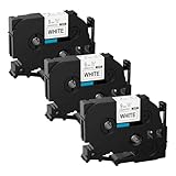 3個 互換ピータッチ ラミネートテープ TZe-221 (TZe221) 白地黒文字 幅9mm 長さ8M