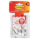 一般的な目的フック、スモール、Holds 1lb、ホワイト、9フック& 12ストリップ/パック