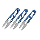 uxcell 糸はさみ　裁縫用はさみ　糸くず　シザーツール　金属製　切削幅8mm　ブルー　3個セット