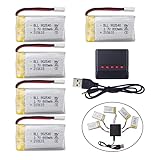 PUOO 5つの3.7V 800mAhリチウムバッテリーと五合一充電器、SYMA X5C X5C-1 X5 X5SC X5SW H5C V931 S5C S5W SS40 FQ36 T32 T5W H42 CW4リモコン無人機に適用