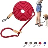 Kitekorosso スリップリード 肩掛け 多機能 ハンズフリー 2.6m たすき掛け トレーニングリーシュ ドッグリーシュ 犬用リード 小型 中型 大型 犬 散歩 (レッド)