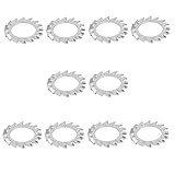 uxcell ロックワッシャー 14mm内径 炭素鋼 亜鉛メッキ 外部鋸歯状 10個入り