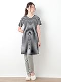 Angeliebe エンジェリーベ マタニティ パジャマ 授乳しやすい ウエスト リボン ボーダー ナイティ 授乳服 産前 産後 前開き 半袖 M ～ L ネイビー 21896 21896302