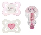 MAM Love and Affection Mommy Silicone Pacifier with Clip, Pink, 0-6 Months, 2-Count by MAM [並行輸入品]