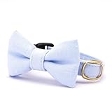 ぽぽねこ リボン付き猫首輪 MUJIコットンプレーン セイフティバックル・鈴付き・ハゲにくい (さつまいも, M)