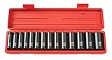TEKTON 4884 1/2 in. Drive Deep Impact Socket Set, Metric, Cr-V, 12-Point, 11 mm - 32 mm, 14-Sockets 