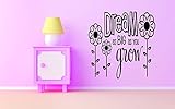 Design with Vinyl RAD 710 3 Dream As Big As You Grow Flower Design Baby Girl Bedroom Wall Decal, Bla