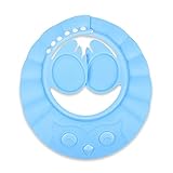 シャンプーハット　バスグッズ　シャンプーキャップ お風呂 可愛い　ベビー用品　サイズ調整可能　６つのボタン　耳のシールド付き　 (ブルー)