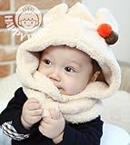 LAS BONITA ベビー キッズ もこもこ キャップ ニット帽子 (ベージュ)