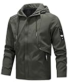 [Sulliwayu] マウンテンパーカー ジャケット メンズ ウィンドブレーカー アウトドア 防寒 防風 撥水 フード付き 軽量 ライトアウター ブルゾン カジュアル おしゃれ 春 秋 冬 秋服 (グリーン, 3XL)