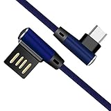 Merssavo タイプ-cエルボ高速充電シングルヘッドAndroid電話データケーブル充電ケーブル（ブルー）