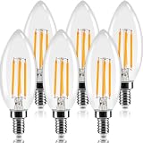 Tengyuan シャンデリア電球 40W形相当 LED電球 40W E12口金 フィラメント 4W E12 6個入り 蝋燭型 電球色 2700k 400lm C35 クリアタイプ シャンデリア形