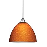 WAC Lighting MP-541-AM/CH Faberge 1-Light 12V MonoPoint Pendant with Amber Art Glass Shade and Chrom