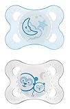 MAM Night Glow in the Dark Silicone Pacifier, Blue, 2-Count by MAM [並行輸入品]