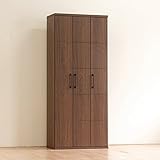 日本製 シック 幅80cm ハイタイプシューズボックス 完成品 (ブラウン)