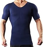 [SPALTAX] スパルタックス 加圧シャツ メンズ 加圧インナー 半袖 vネック インナーシャツ コンプレッション (着圧力 弱) (S, ネイビー)