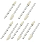 uxcell 軸付砥石　テーパード型　オフホワイト　シルバー　フェルト金属　シャンク直径2.3mm　10個入り