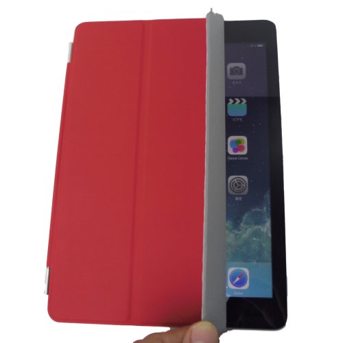 Everythink iPad Air 専用 軽さと薄さを保つスマートカバー レッド 【全6色】 オートスリープ機能 スタンド機能付 ※マグネット部分磁力確認済 iPad 第5世代 iPad Air Smart Cover / iPad5 Case red