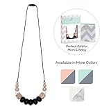Goobie Baby Harper Silicone Teething Necklace for Mom to Wear Safe BPA Free Beads to Chew - Black/Oa