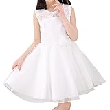 Ruideng ガールズサマープリンセスドレスのスカートチュチュノースリーブワンピースのスカートのドレスチュチュの公演 (160cm, ホワイト)