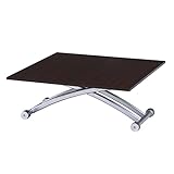 不二貿易 昇降テーブル 天板折りたたみ PUハイグロス塗装 奥行45~90cm ブラウン 31568