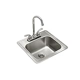 KINDRED LKBS602KIT 22-Gauge Stainless Steel Bar Sink Topmount Sink 6" Deep with Chrome Faucet Kit [並