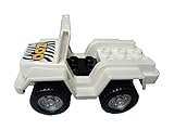 LEGO DUPLOホワイト車ボディジープヘッドライト、ゼブラストライプと黄色動物園'のパターンInclude car-base ( x1 Loose )