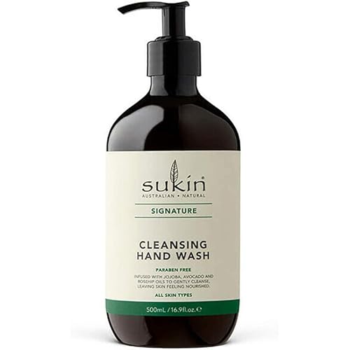 Sukin Signature Hand Wash 500mL, Natural Soap-Free Cleanser with Aloe Vera & Rosehip Oil, Gentle Non-Drying Formula, Australi