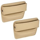 [Dr.nao] 車用 車シート隙間 収納ボックス シートサイドポケット 財布 スマホ 収納ケース カー用品 隙間収納 便利グッズ 小物入れ 運転席 助手席 2個セット (ベージュ)