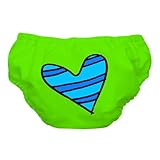 Charlie Banana Reusable Swim Diaper & Training Pants - Small (Blue Petit Coeur on Green) by Charlie 