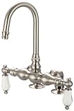 Water Creation F6-0016-02-CL Vintage Classic 3-3/8-Inch Center Deck Mount Tub Faucet with Gooseneck 