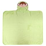Neat Solutions Happy Monkey 3D Character Applique Woven Terry Hooded Bath Wrap, Green/Yellow by Neat