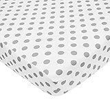 American Baby Company 100% Cotton Percale Fitted Crib Sheet, White with Gray Dots by American Baby C