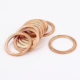 uxcell 銅ワッシャー　27mm x 35mm x 2mm　メートル法　リングの形状　銅箔　フラット　ワッシャー　10 個入