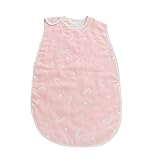 HUHU 4重ガーゼ うす手のスリーパー ベビー パジャマ ふわふわ コットン 柔らかい 綿 (ピンク)