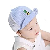 Spinas(スピナス) キッズ ベビー 帽子 キャップ ロゴ パイナップル ストライプ メッシュ 夏 ワイヤー つば かわいい 日よけ UVカット 熱中症 防止 おでかけ 男の子 女の子 全2色 ブ