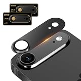 AUNEOS iPhone 17 Air 用 カメラフィルム カメラ保護【2025新登場·アルミ合金＋10H強化ガラス製】いPhone 17 Air 対応 カメラフィルム ぴったりフィット 一体感 耐衝撃 高透過率 防滴 防塵 貼り付け簡単 露出オーバー防止 アイフォン 17 Air プラス カメラカバー 2枚セット (スペースブラック, iPhone 17 Air)