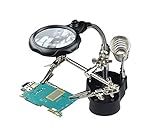 ルーペ スタンド 精密作業用 拡大鏡 LEDライト クリップ付 3倍 12倍