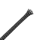 uxcell PETコードプロテクター ワイヤールームケーブルスリーブ 長さ2 M フラット幅4mm 外径3-5mmライン用 ブラック
