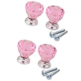 Baoblaze クリスタルガラス製　引き出し用　ノブ　ダイヤモンド型　おしゃれ　ドア　　取っ手　ハンドル　　ネジ付き　装飾　4pcs入り　ピンク