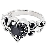 新宿銀の蔵 ブラックジルコニア ハートアラベスク シルバー 925 リング 9～23号 (23号) 指輪 メンズ レディース