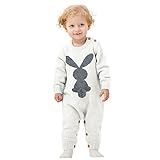 MiMiXiongの幼児向けのニットピーセーターかわいいウサギ長袖ジャージジャンプスーツ (ベージュ, 0-6M)