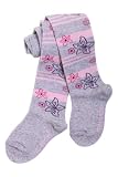 Weri Spezials Baby and Children Tights Flowers and Stripes, Grey, Size: 7-8 years (122/128) by Weri 